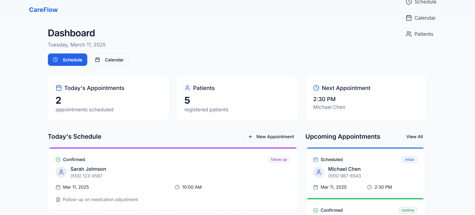 CareFlow Optimizer project screenshot - A healthcare workflow optimization tool designed t...