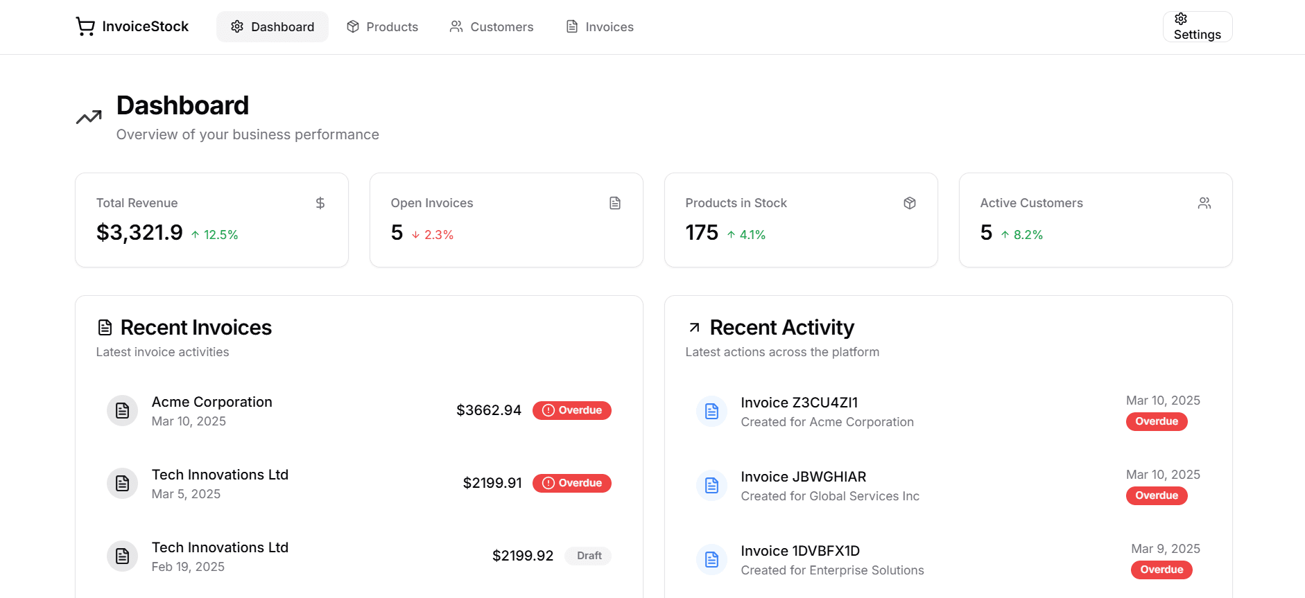 Invoice & Stock Sync project screenshot - An integrated system for managing invoices and inv...