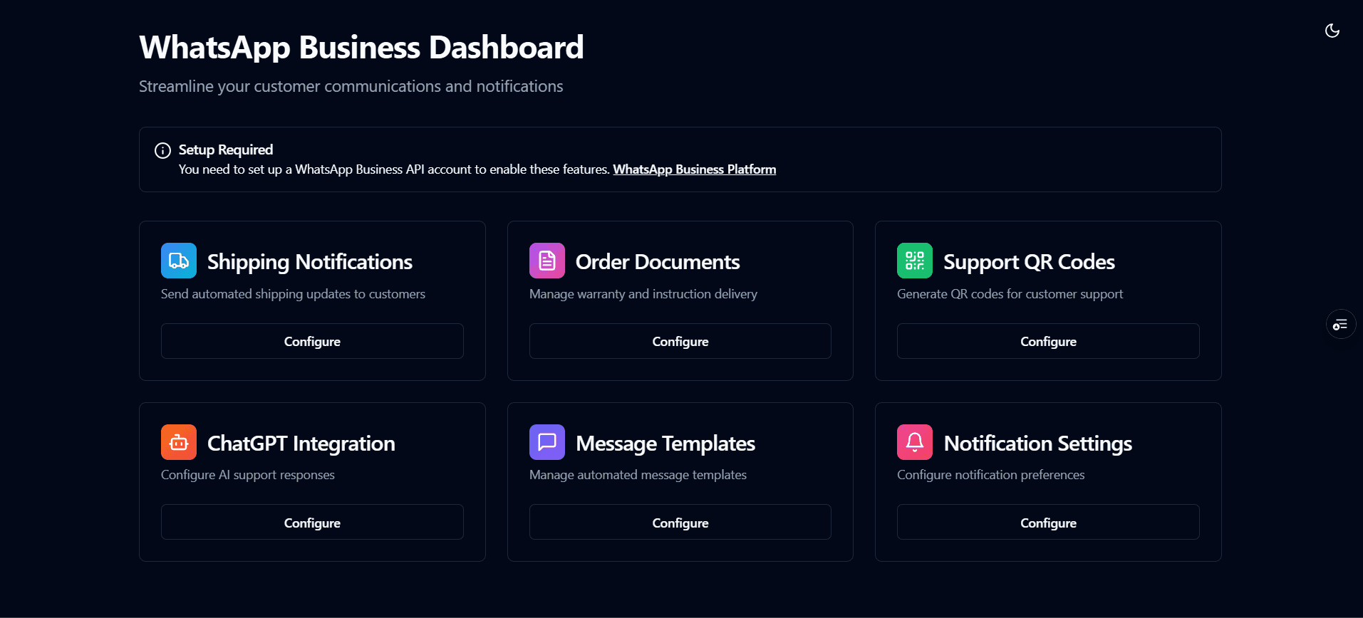 WhatsApp Business Solution project screenshot - A platform for businesses to leverage WhatsApp for...